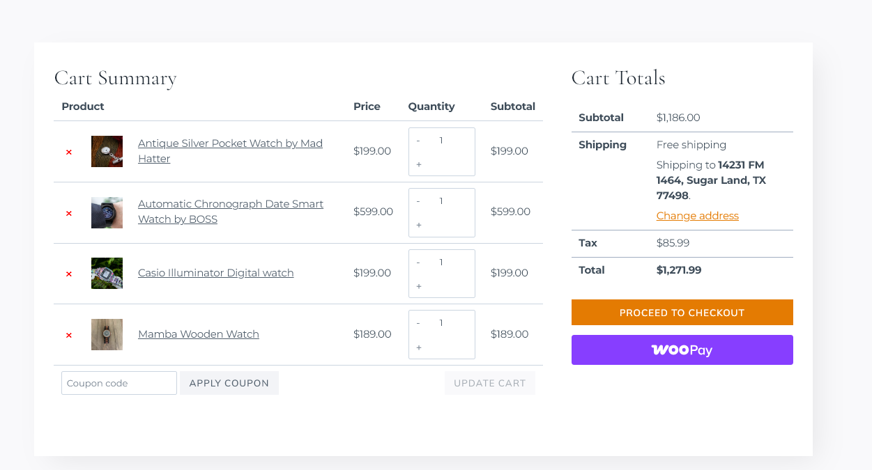 Rusted Luxe Cart Page
